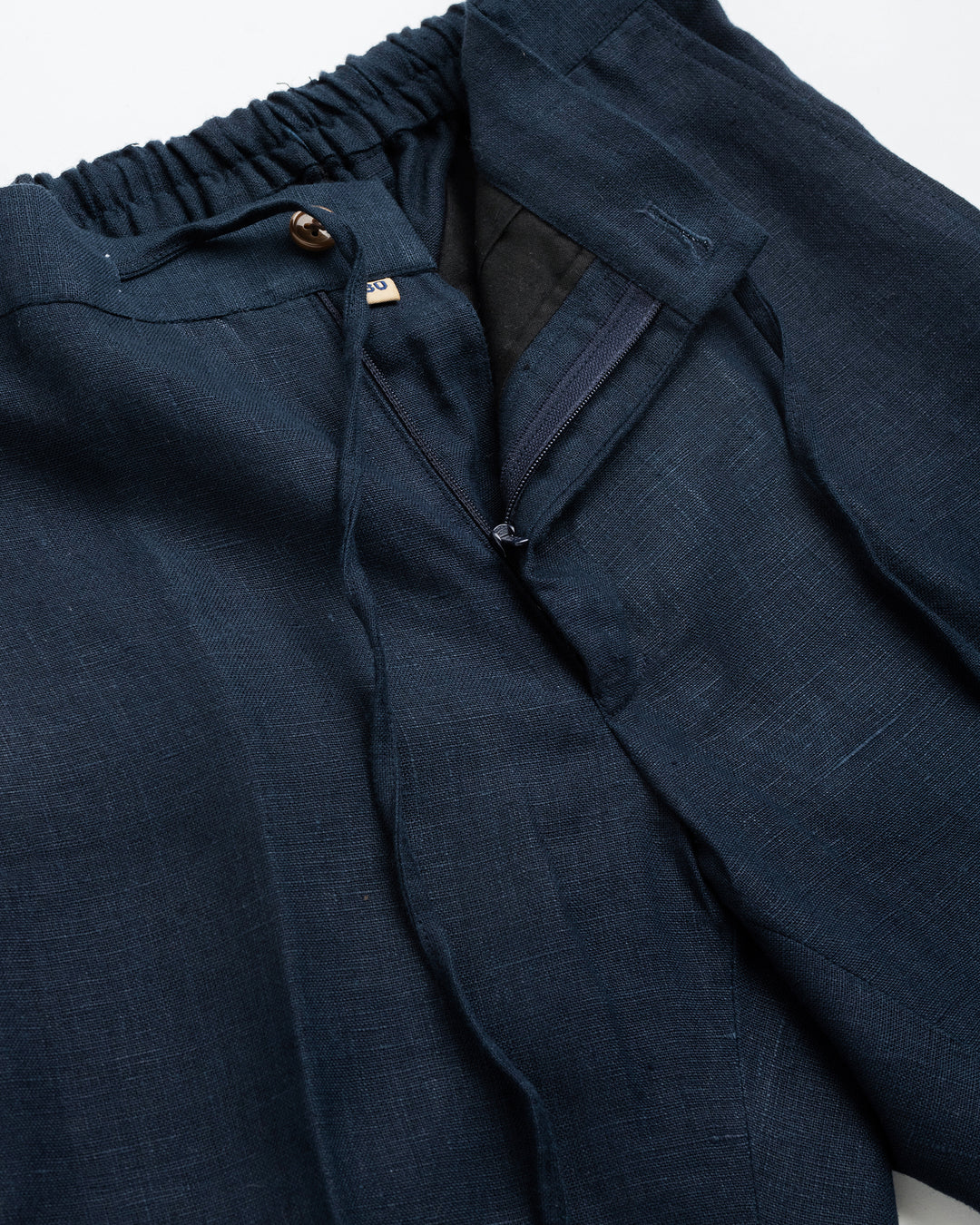 100% LINEN - DRAWSTRING TROUSERS - NAVY