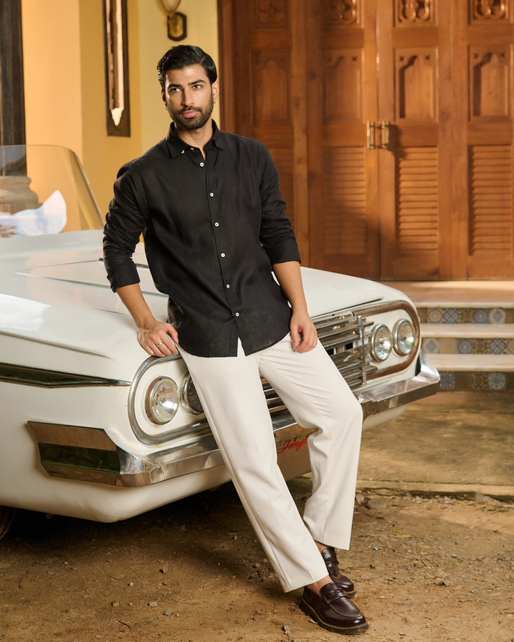 Black Shirt - 100% Linen