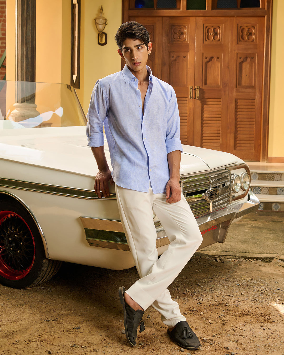 Melange Blue Shirt - 100% Linen
