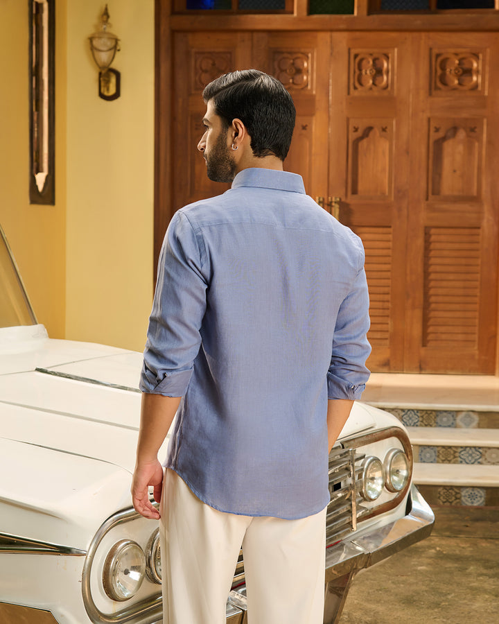 Shuttle Blue Shirt - 100% Linen