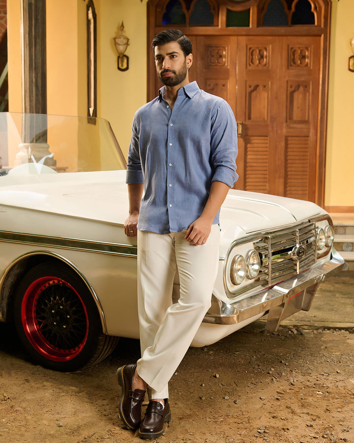 Shuttle Blue Shirt - 100% Linen