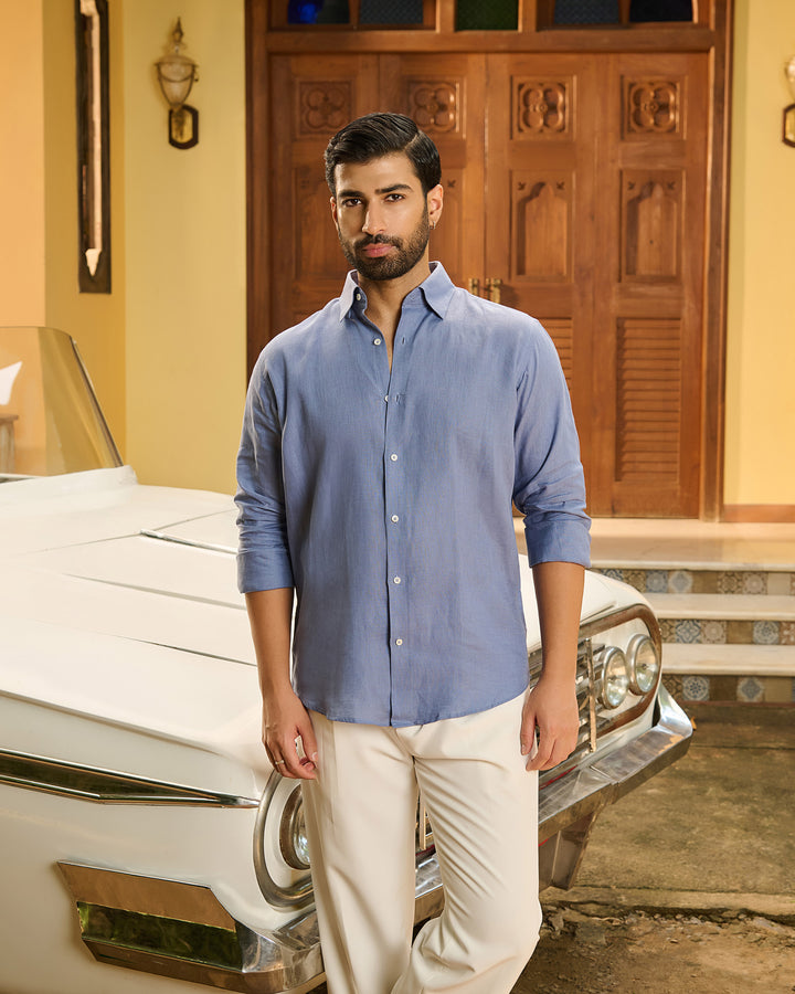 Shuttle Blue Shirt - 100% Linen