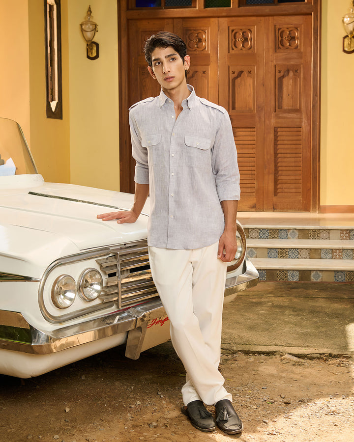 Melange Grey Shirt - 100% Linen