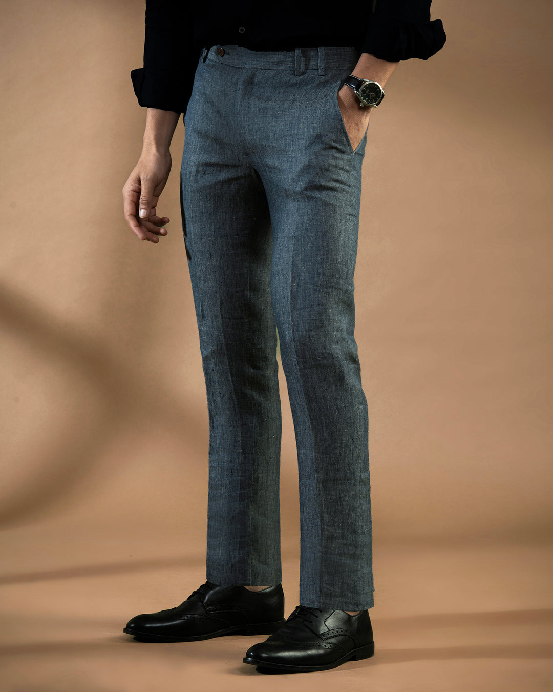 100% LINEN - TROUSER - GREY