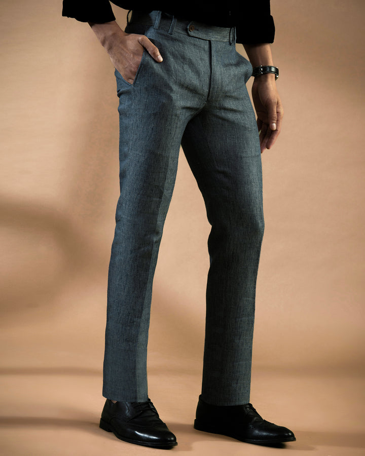 100% LINEN - TROUSER - GREY