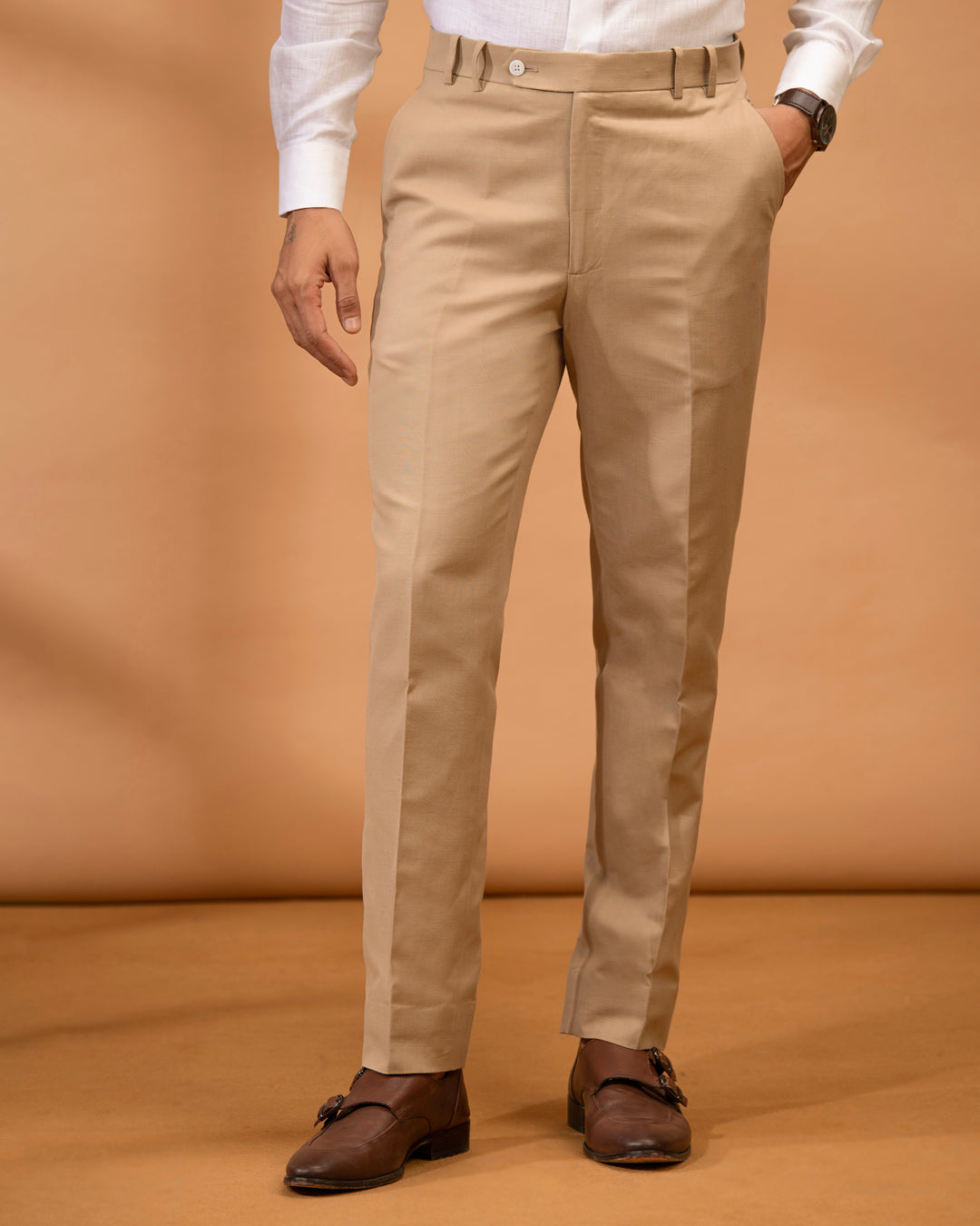 100% LINEN - TROUSER - KHAKHI