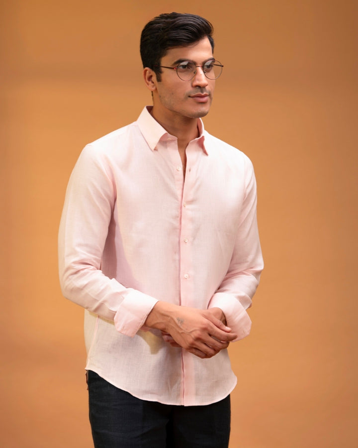 Pink Classic Shirt - 100% Linen