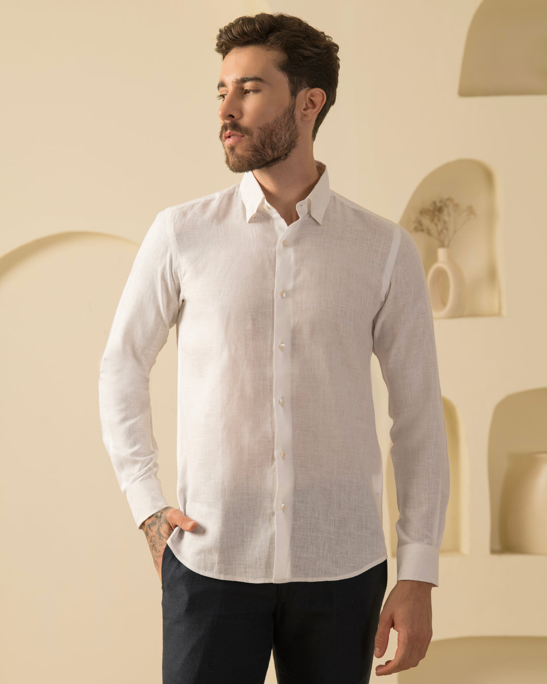 White Classic Shirt - 100% Linen