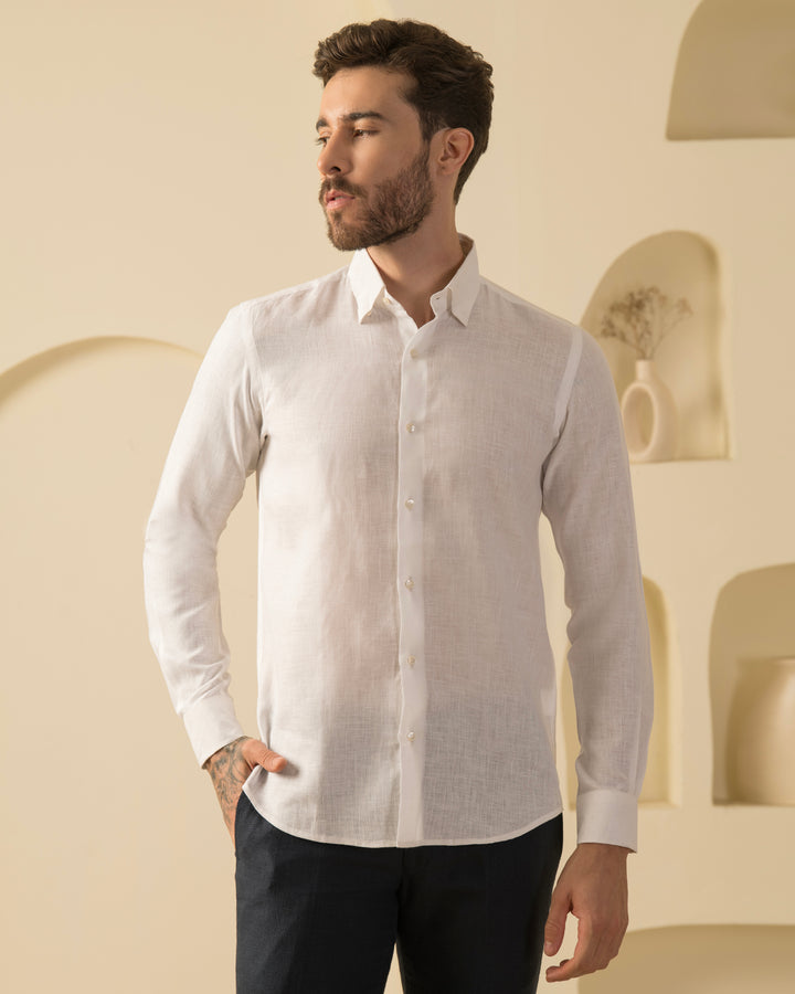 White Classic Shirt - 100% Linen