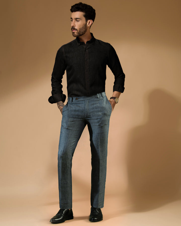 100% LINEN - TROUSER - GREY