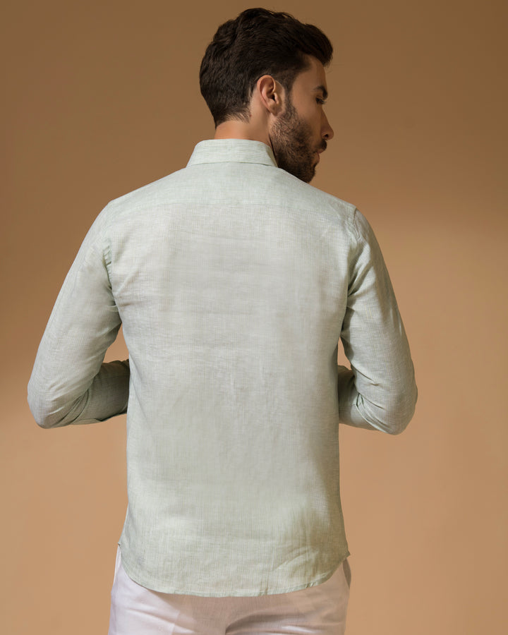 100% LINEN - SHIRT - CHECK PISTA GREEN