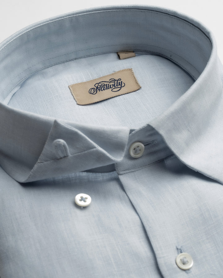 100% LINEN - SHIRT - LIGHT SKY BLUE