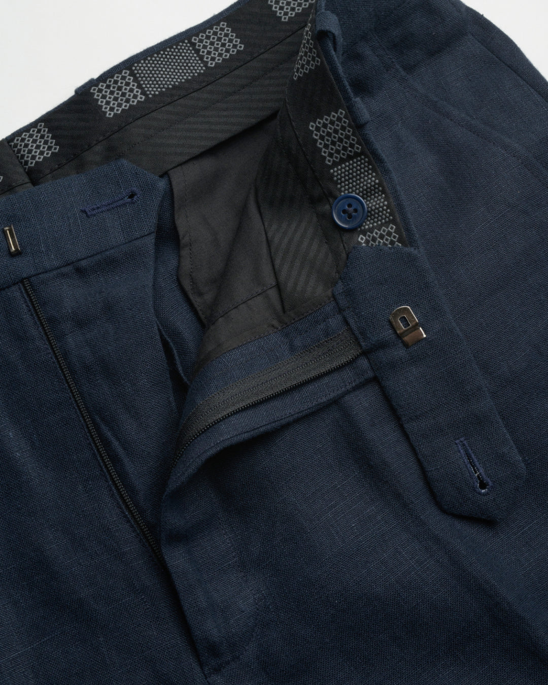 100% LINEN - TROUSER - NAVY