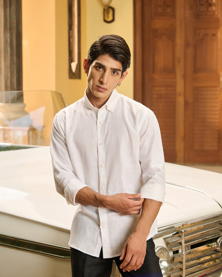 White Classic Shirt - 100% Linen