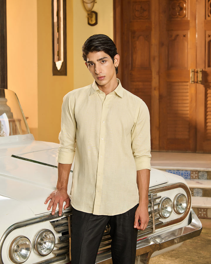 Lime Green Classic Shirt - 100% Linen