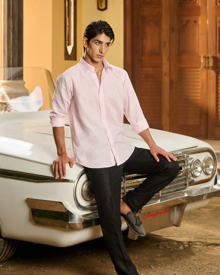 Pink Classic Shirt - 100% Linen