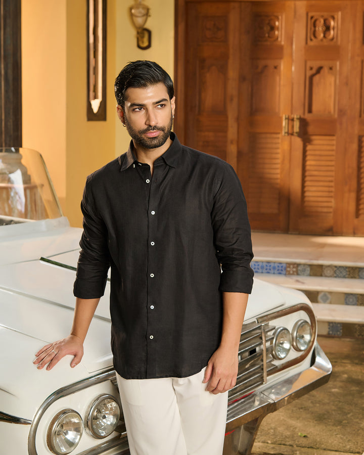 Black Shirt - 100% Linen