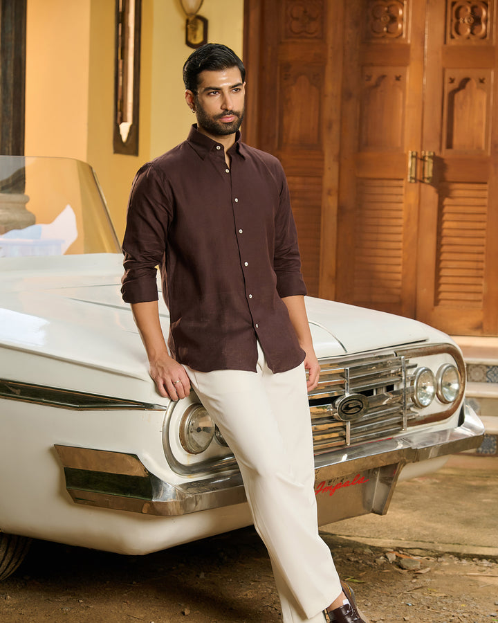 Brown Shirt - 100% Linen