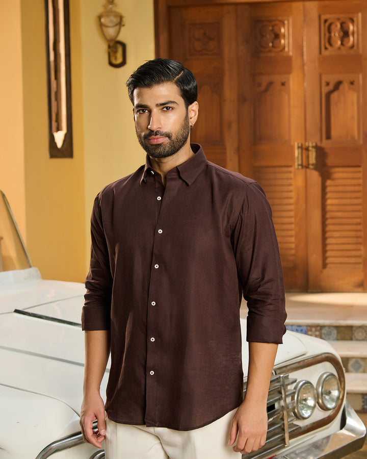 Brown Shirt - 100% Linen