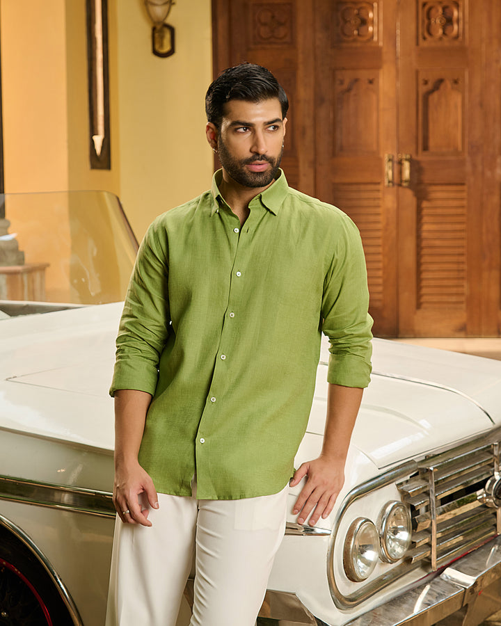 Shadow Green Shirt - 100% Linen