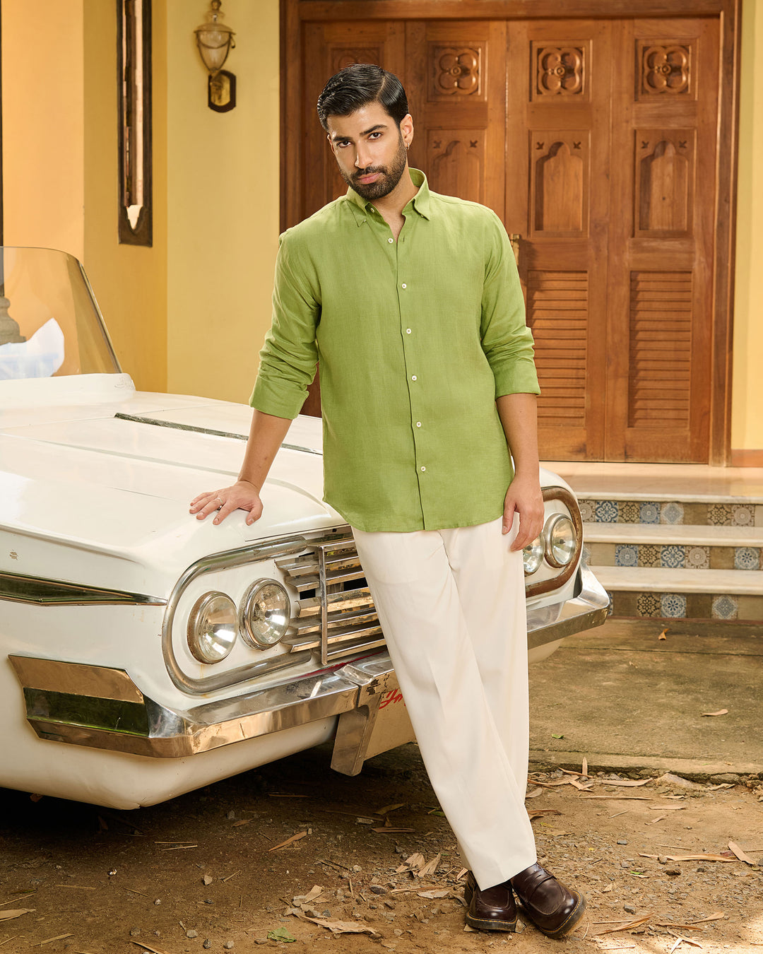 Shadow Green Shirt - 100% Linen