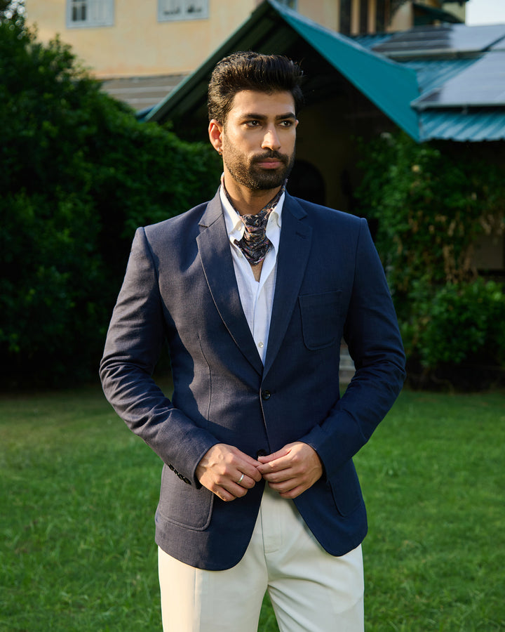 Navy Classic Linen Blazer