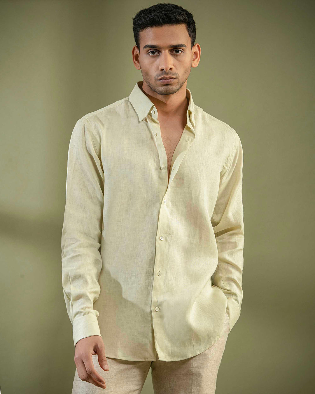 Lime Green Classic Shirt - 100% Linen