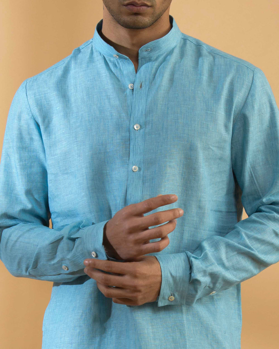 Aquamarine Blue - 100% Linen Kurta