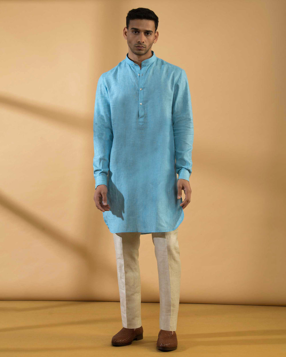 Aquamarine Blue - 100% Linen Kurta