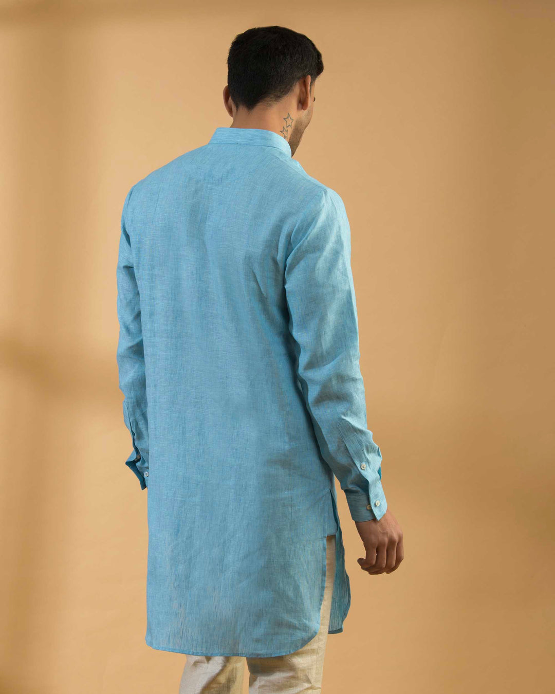 Aquamarine Blue - 100% Linen Kurta