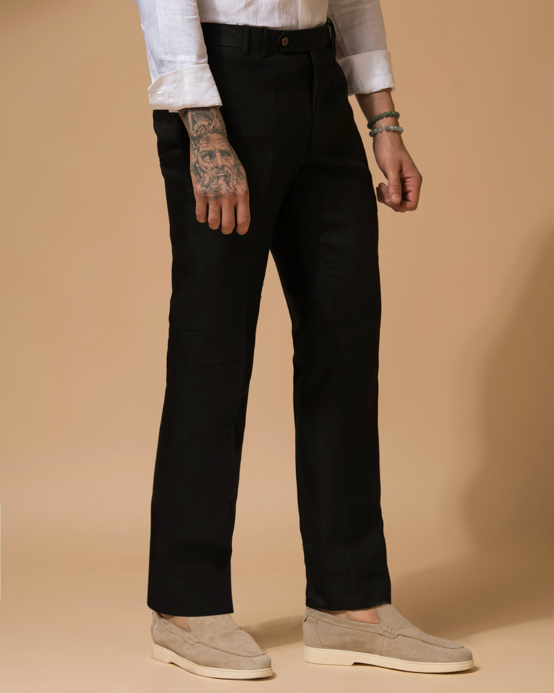 100% LINEN - TROUSER - BLACK