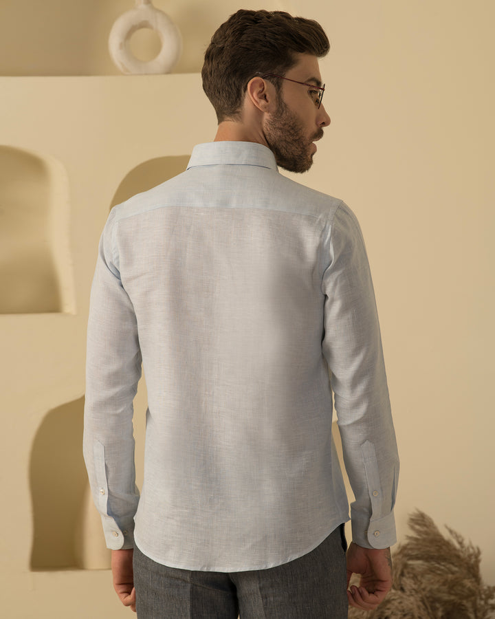 100% LINEN - SHIRT - LIGHT SKY BLUE