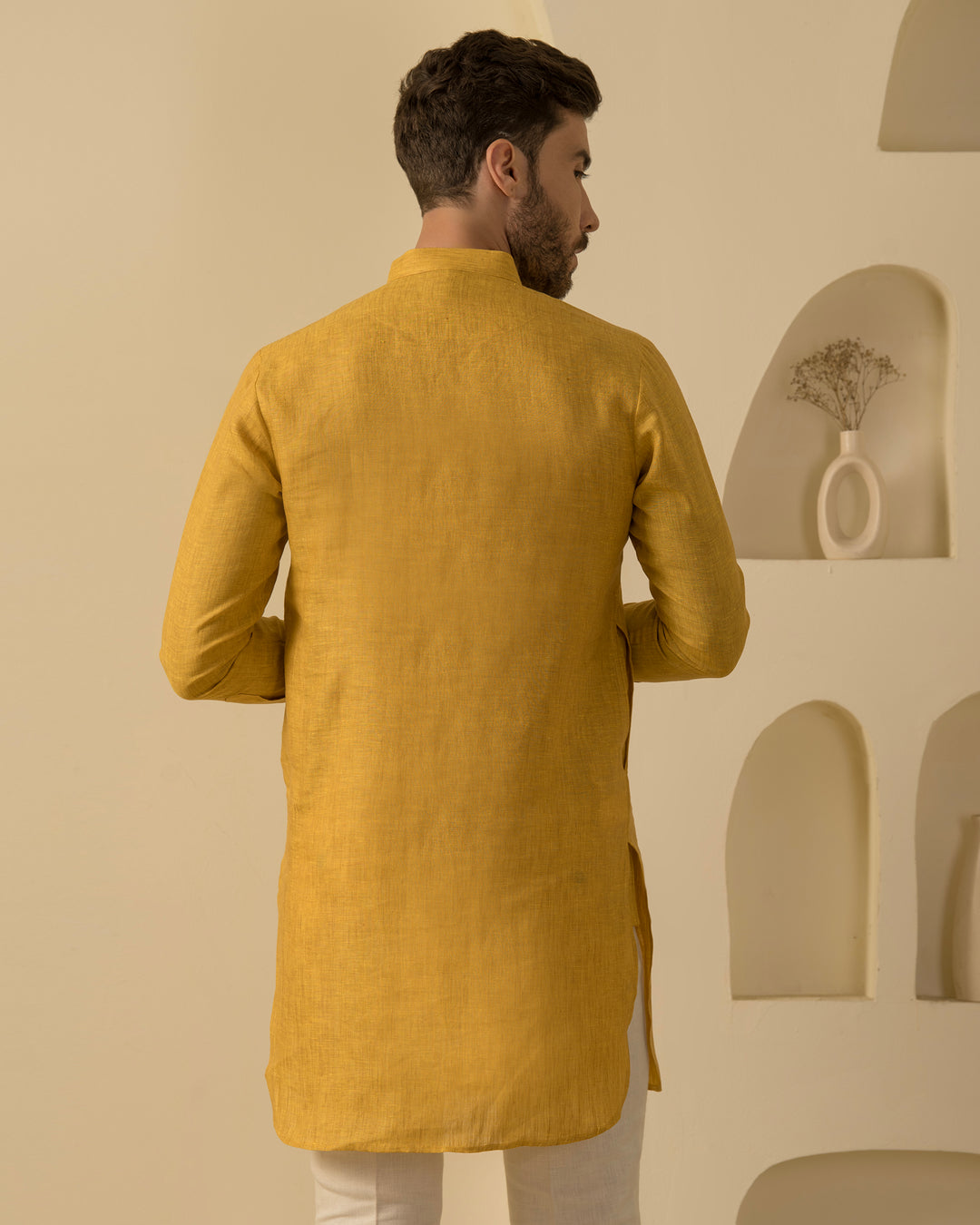 Saffron Yellow 100% Linen Kurta